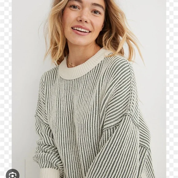 Aerie Sold Out Beyond Chenille Striped Sweater L